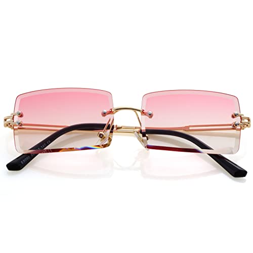 Image of Kursan Frameless Rectangle Sunglasses for Men Women Small Rimless Sun Glasses Shades UV400 Protection