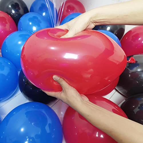 Image of 300 Pack Red Black Blue Balloons 100 of each of the 3 colors 12 inch Red Black Blue Latex Party Balloon Bulk for Various Party Events Decorations