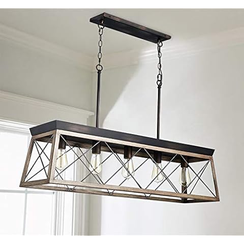 Saint Mossi Antique Bronze Oaky Painted Metal Island Lighting Stardust Distressed Finish Network Shade 5 Lights, Kitchen Island Chandeleir Lighting Rustic Vintage Farmhouse Industrial Country Style Cover