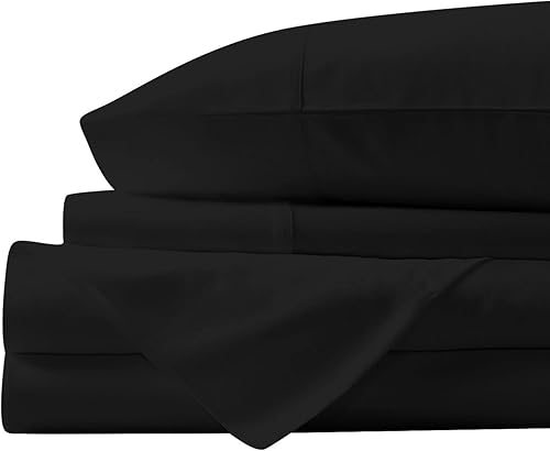 Miniatura 2 de TONY'S TEXTILES Juego de sábanas de 4 piezas de 1000 hilos, 100% algodón egipcio de 8 pulgadas de profundidad, color negro sólido, tamaño King