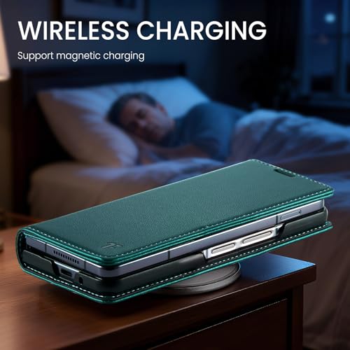 Tenifly for Samsung Galaxy Z Fold 7 Case Wallet with RFID Blocking Card Holder, PU Leather Kickstand Protective Flip Phone Cover Fit for Galaxy Fold 7 8.0", Bluish Green by Tenifly - Used condition - Image 6