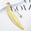 6 Pack Beadable Bookmarks Feathers Metal DIY Bookmark for Beaded Bar Bulk Blank Silicone Beads Pendants Charms Beading Book Marks Maker Craft for Book Love, Gold Silver Rose Gold #5