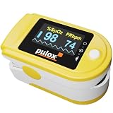 Pulsossimetro Pulox PO-200 Solo in giallo - Misurazione della saturazione di ossigeno (SpO₂), della frequenza cardiaca (polso) e dell'indice di perfusione (PI)