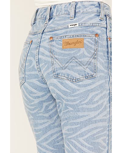 Wrangler Women's Meow Laser Tiger Print Wanderer Flare Jeans Blue 30W x 32L4