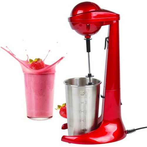 Retro Milkshake Maker, 100W Milk Frother, 500ml Stainless Steel Cup, 2 Speed Settings, Protein Shake Mixer, Milk Shakes, Omelettes Mix, Cocktails, Frappes Blends