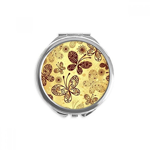 Miroir maquillage de poche fini les retouches ratées avec ce miroir portable rond papillon jaune