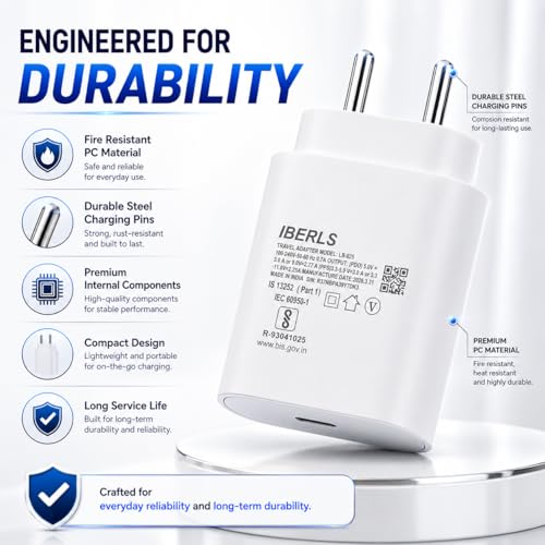 Image of 25W Pd 3A Type-C Super Fast Charging Adapter Compatible with Galaxy M35 /M17 /M17e /M06 /M36 /M07 /M56 /M16 / M55s /M05 /M15 /M55 /Tablet /Galaxy Watch- Charge Your Device with 25 Watt USB C Fast Charger- White