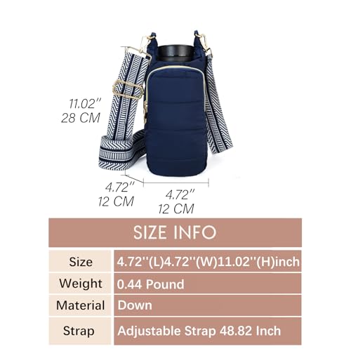 Image of KAMEILONG Puffer Water Bottle Holder Quilted Sports Pouch Bag with Adjustable Shoulder Strap Flask Sling Bag