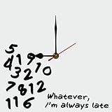 Lefangovs Square Wall Clock Whatever I'm Always Late Sign 10inch Wooden Silent Non Ticking Battery Operated Funny Wall Clock for Home Living Room Bedroom Kitchen
