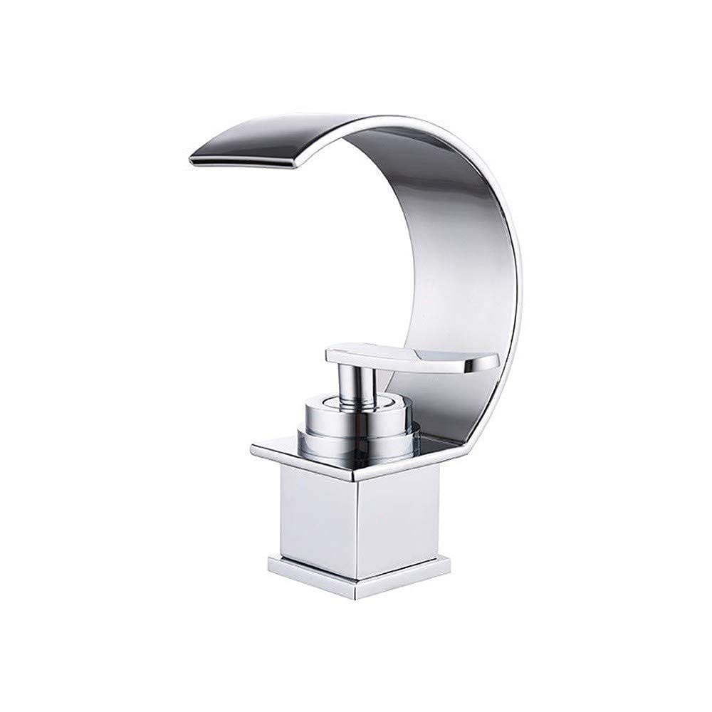Mitigeur de lavabo cascade argenté pour eau chaude et froide