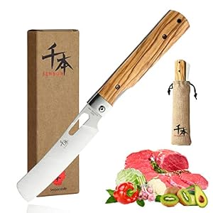 SENBON 440A Camping Kochmesser Edelstahl scharfes japanisches stil faltbares tragbares Reise-Obstmesser mit olivfarbenem Griff Taschenkochmesser