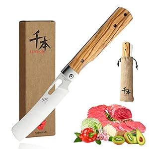 SENBON 440A stainless steel Ultra sharp pocket folding Chef knife peeling utility knife fruit knife Natural Olive Handle Camping BBQ trip Outdoor Portable kitchen knife