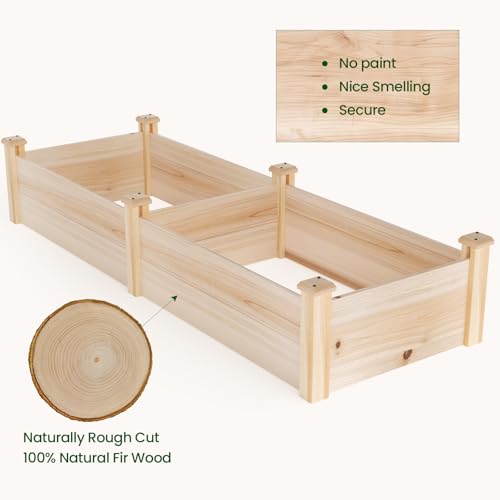 Image of MIXC 8x2ft Wooden Horticulture Raised Garden Bed Outdoor Divisible Elevated Planting Planter Box for Vegetables, Herbs, Strawberry, Flowers in Backyard and Patio, Natural Wood