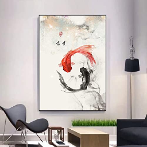 Affiche Chinois Bouddhisme toile poisson nature morte - 5
