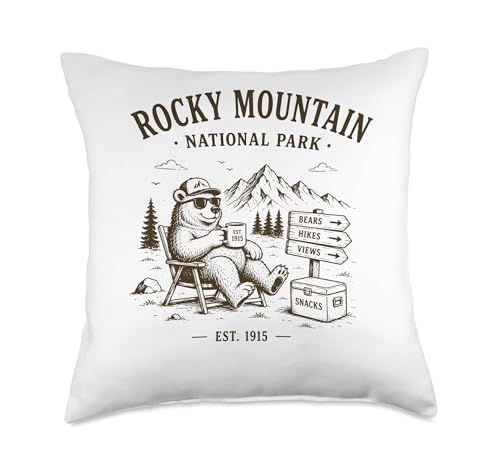 Rocky Mountain National Park Colorado Vintage Hiking Throw Pillow