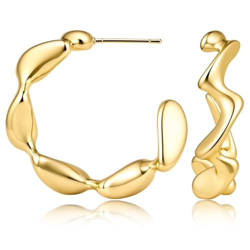 EYESHOCK Gold Hoop Earrings for Women Trendy, Hypoallergenic Statement Earrings