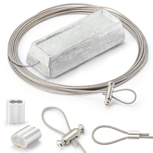holama Sacrificial Zinc Marine Anode for Boat Lift and Dock Protection | Anti-Corrosion Zinc for Saltwater Pool | with 20ft. 316 Stainless Steel Cable and 3 Crimps for Versatile Attachment (2.4lbs)