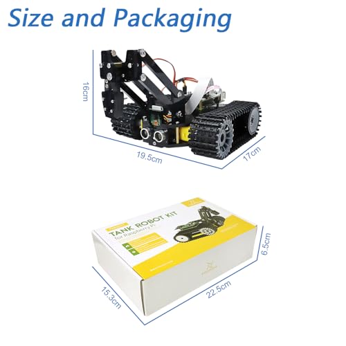 Image of FREENOVE Tank Robot Kit for Raspberry Pi 4 B 3 B+ B A+, Crawler Chassis, Grab Objects, Ball Tracing, Line Tracking, Obstacle Avoidance, Ultrasonic Camera Servo App (Raspberry Pi NOT Included)