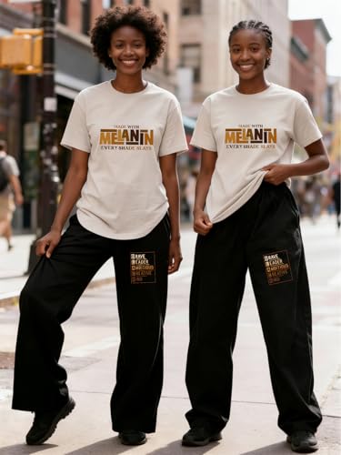 Image of Black History Pajamas, Graphic Matching Sets for Women, Magic Afro American Natural Hair Vintage Melanin T-Shirts and Pants