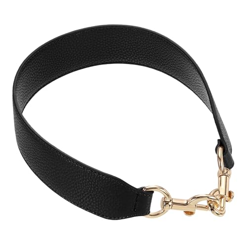Image of sourcing map 14.17 Inch PU Leather Short Bag Strap with Clasp, Purse Handles Handbags Replacement Straps for Clutch Bag Underarm Bags, Black, Gold Buckle
