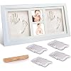 McNory houten fotolijst voor baby’s, 4-in-1 met gipsafdruk voor hand- en voetafdrukset, fotolijsten, speciaal cadeau…