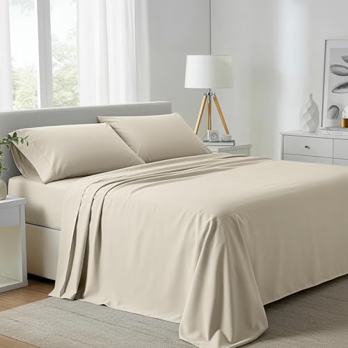 Carressa Egyptian Cotton Queen Sheet Set, 800 TC, Ivory