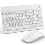 Bluetooth Keyboard and Mouse Set for iPad, Rechargeable Wireless Tablet Keyboard Portable Mini Keyboard UK Layout Compatible with iPad Samsung Lenovo Tablet iOS Android Windows Devices, White