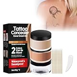 Tattoo Cover Up Makeup Waterproof, 2 Colors Tattoo Cover Up Concealer, Long-Lasting for Tattoos, Scars, Spots, Vitiligo, Invisible Skin Concealer