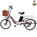 Triciclo eléctrico para adultos de 20 pulgadas, bicicleta de 3 ruedas para mujer, cesta de gran tamaño con tapa, batería de litio extraíble 48V12AH, carga máxima de 350 libras, rojo