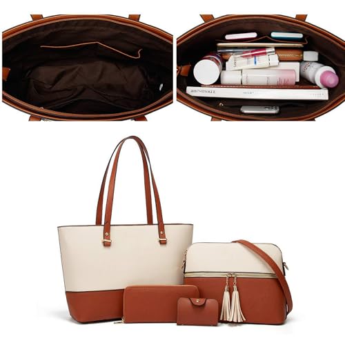 Image of Women's Tote Bag Elegant Multi-Pocket Handbag with Heart Pendant, Spacious & Stylish for Work, Travel & Daily Use
