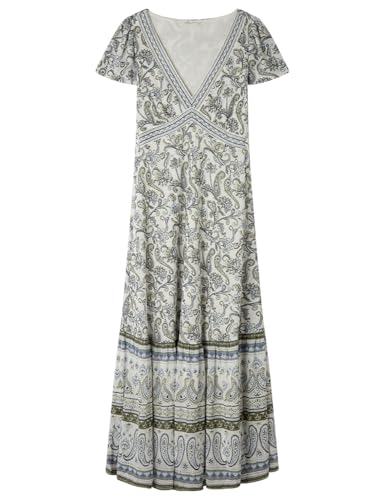 Robe avec col en V et manches de cape coupe midi fluide