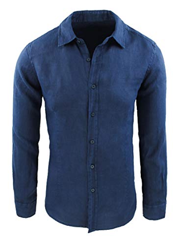 Chemise en lin homme coupe ajustée bleu XL, le vêtement d'été élégant pour un look chic