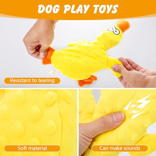 RAYITO Duck Dog Toys, Yellow Squeaky Dogs Toys Interactive Dogs Toy Durable Dog Chew Toys Dogs Soft Toy with Crinkle Paper for Small Medium Large Dogs Playing and Training - Image 5