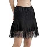 dzmelzu Lace Skirts, Y2K Lace Skirts for Women with Ruffle Floral, Widened Low Waist Layered Slip Skirt S-3XL (US, Alpha, XX-Large, Regular, Regular, Black)
