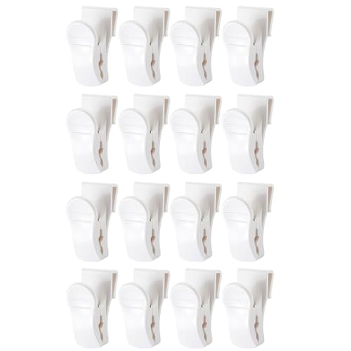 16-Pack Gridwall Hooks & Clips - Heavy Duty Display Hangers for Retail Stores, Sign Holders, Panel Wall Organizers for Home, Office, or Workshop Storage Solutions (White)