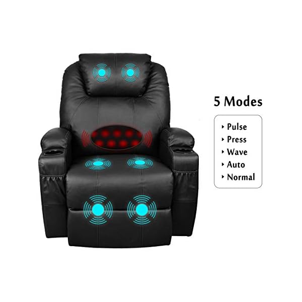 Unionline Power Lift Massage Recliner Heated Vibrating Chair with 2 Controls Wheels - Image 3