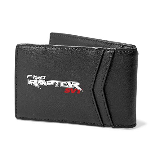 Compatible with - Ford F-150 Raptor SVT Black PU Leather Slim RFID Resistant Bi-fold Men Wallet