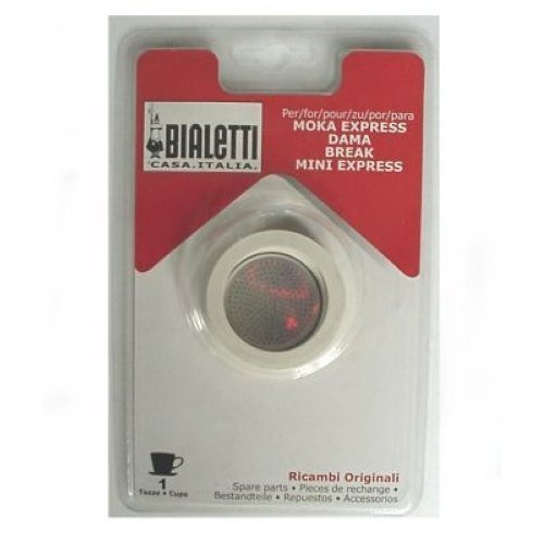 Bialetti 2 x 0109741 Coffee Accessories and Pods in Blister Aluminium 3 Seals Filter 1 Cup