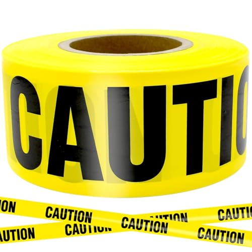 Image of Yellow Caution Tape Non-Adhesive7.5cm by 300-Feet Roll Highly Visible Barricade Tape Weatherproof Safety Barrier Tape, Safety Blocking Tape.