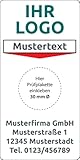 Grundplaketten mit Logo und Wunschtext, 56 Stück, 90 x 45 mm, Vinylfolie, selbstklebend, Individuelle Wartungsaufkleber mit Firmeneindruck