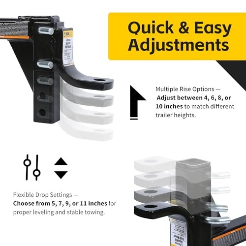 MaxxHaul 70067 8-Position Verstellbare Ball Halterung – 5000 18 kg GTW Kapazität