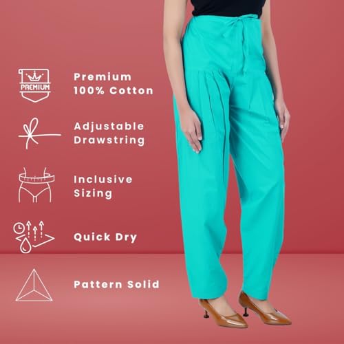 Image of Happy Bunny Salwar Pant - Modern Style Pure Cotton for Women - Ethnic Semi Patiala Trouser - Office,Home - All Day Comfort Wear with Drawstring
