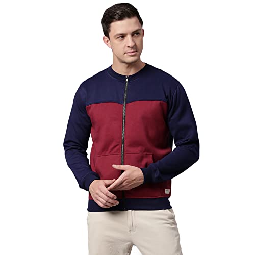 Image of Dennis Lingo Men's Cotton Blend Full Sleeves Panelled Sweatshirt - Regular-Fit, Crew Neck, and Lightweight, Casual Winterwear for Men