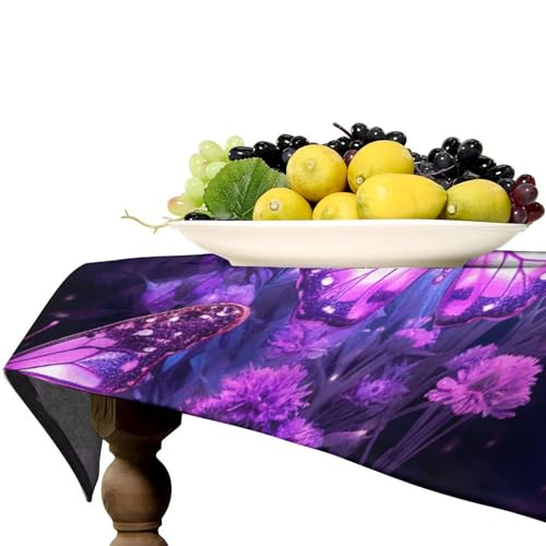 Nappe rectangulaire imperméable violette anti-plis à motif papillon - 8