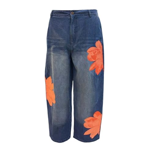 Vaqueros holgados para mujer con estampado floral y pernera ancha 3
