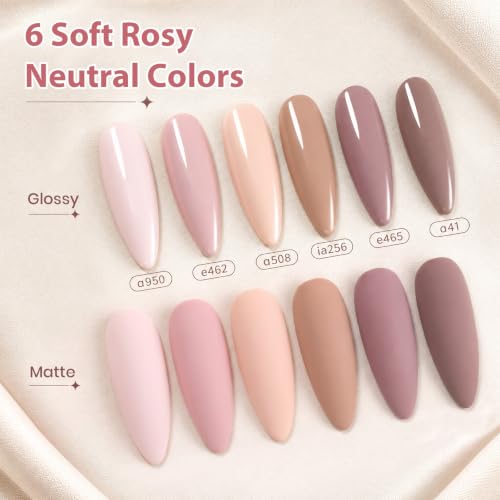 Image of Beetles Neutral Gel Polish Set, Clean Girl Pink, 6 Nude Gel Polish Colors