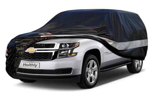 Image of 10 Layers Car Cover Waterproof All Weather for Large SUV,100% Waterproof Outdoor Car Covers Rain Snow UV Dust Protection. Custom Fit for Chevy Tahoe, Traverse, Mercedes GLS, QX80, Patrol,etc