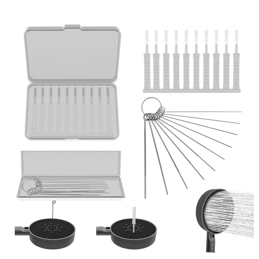 LKbeuuu Shower Head Cleaning Brushes, Shower Head Cleaning Tool, 10 Sizes Descaler Needles, Rust-Proof Showerhead Cleaner Set (Shower Head Cleaning Brushes/Descaler Needles)
