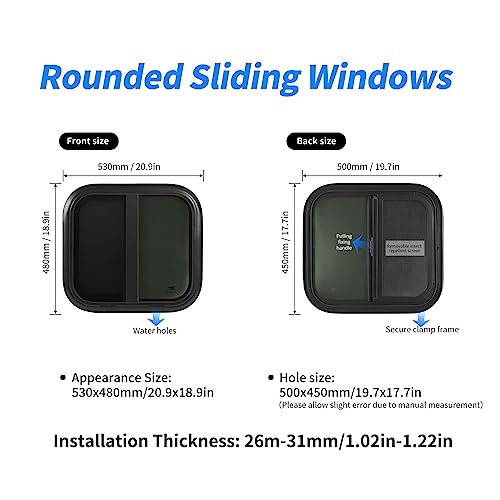 Ventana de aluminio redondeada con vidrio templado de seguridad para autocaravanas 6
