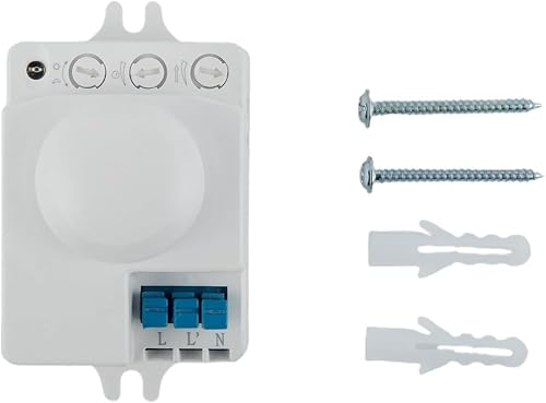 NbgrvB Microwave Motion Sensor 360° Detection Adjustable 1-10m Range & 10s-12min Timer IP20 Radar Switch for LED Incandescent Lamps White - 7
